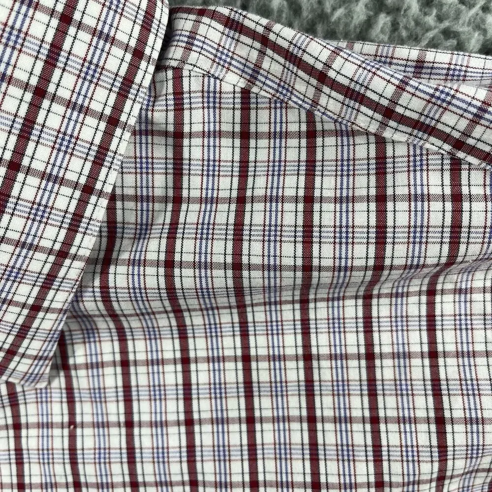Banana Republic Shirt Mens Large Red Blue Non Iron Slim Fit Long Sleeve Button
